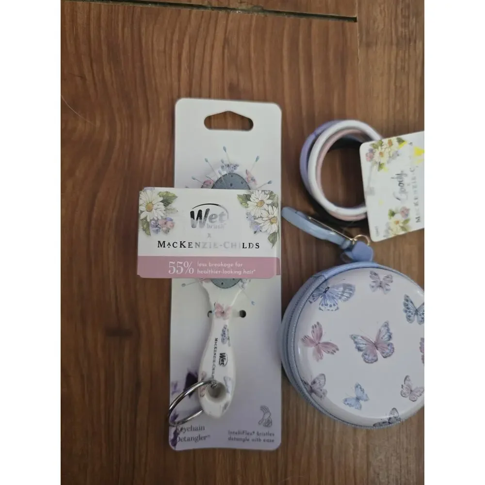 MacKenzie Childs X Wet Brush Keychain Detangler And Purse Charm With Hair Ties